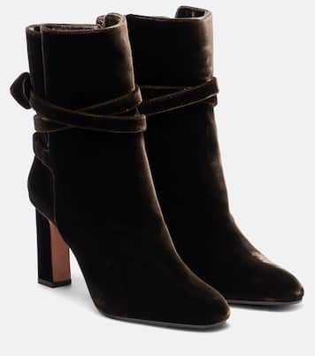 Very Bow 85 velvet ankle boots | Aquazzura