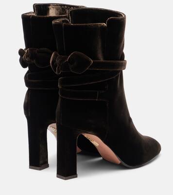 Very Bow 85 velvet ankle boots | Aquazzura