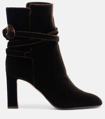 Very Bow 85 velvet ankle boots | Aquazzura
