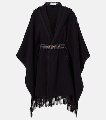 Fringed virgin wool cape | Moncler