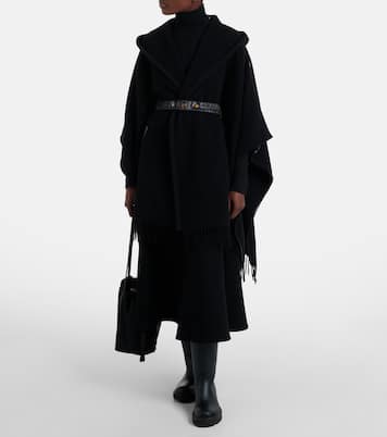 Fringed virgin wool cape | Moncler