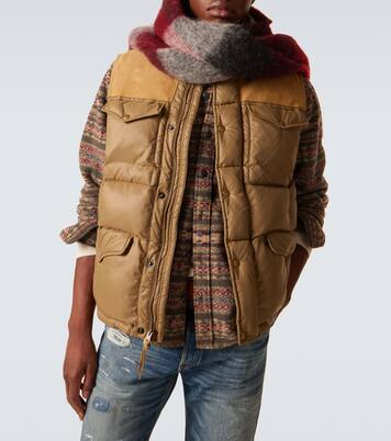 Leather-trimmed ripstop puffer vest | RRL