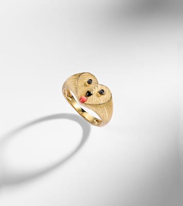 Anello Coeur Toutou Mini in oro 9kt con pietre preziose | Yvonne Léon