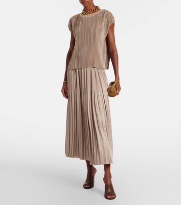 Cedre plissé satin top | Joseph