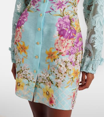 Embellished lace-trimmed linen and silk minidress | Camilla