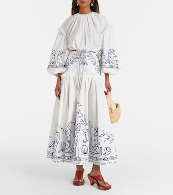 x LRNCE Leela printed cotton maxi skirt | Alémais