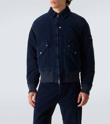 جاكيت بلوزون من مخمل القطن المضلع Compass | Stone Island
