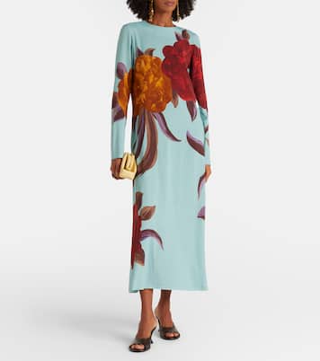 Vestido midi Swing de jersey floral | La DoubleJ