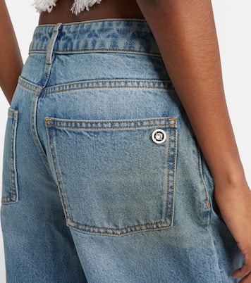 Distressed embellished wide-leg jeans | Area