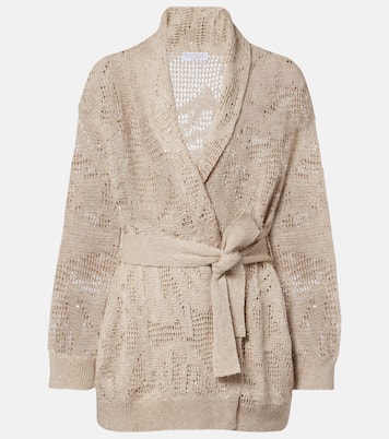 Cardigan cache-cœur en lin et coton | Brunello Cucinelli