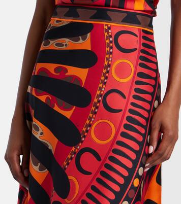 Soleil asymmetric silk twill midi skirt | Pucci