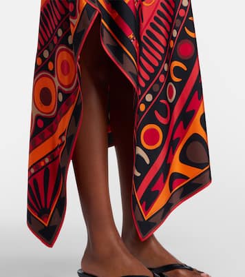 Soleil asymmetric silk twill midi skirt | Pucci