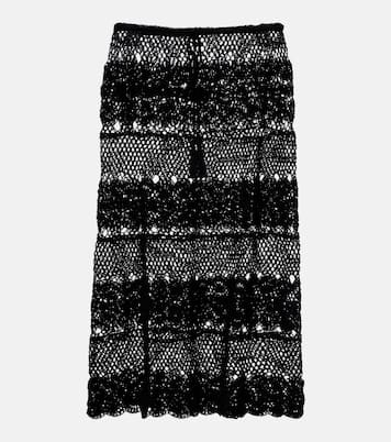 Filigree crochet cotton midi skirt | Anna Kosturova