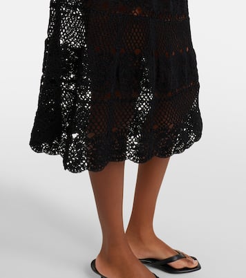 Filigree crochet cotton midi skirt | Anna Kosturova