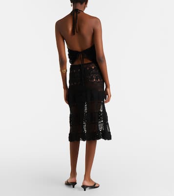 Filigree crochet cotton midi skirt | Anna Kosturova