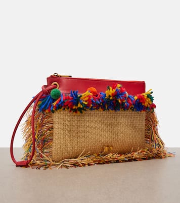 Fringed woven leather-trimmed pouch | Dolce&Gabbana