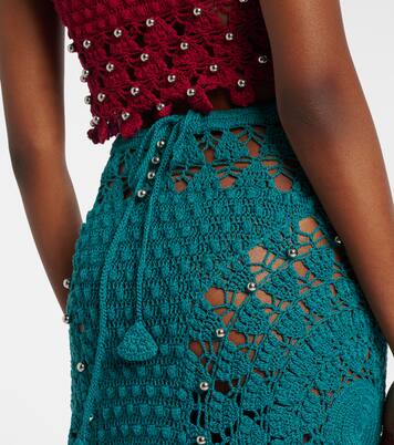 Embellished crochet cotton midi skirt | Rabanne