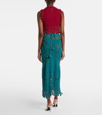 Embellished crochet cotton midi skirt | Rabanne