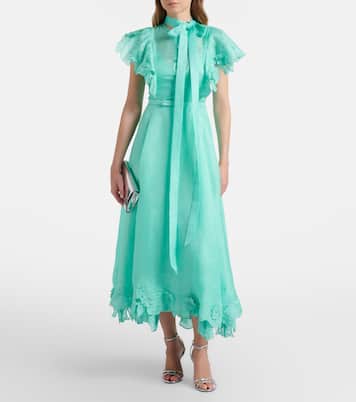 Elsie tie-neck linen and silk maxi dress | Leo Lin