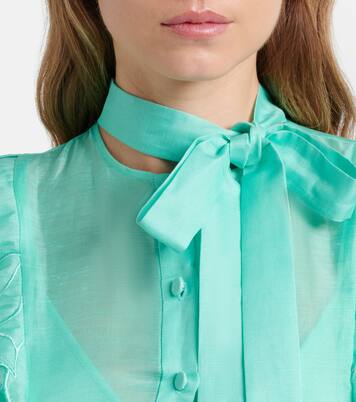 Elsie tie-neck linen and silk maxi dress | Leo Lin