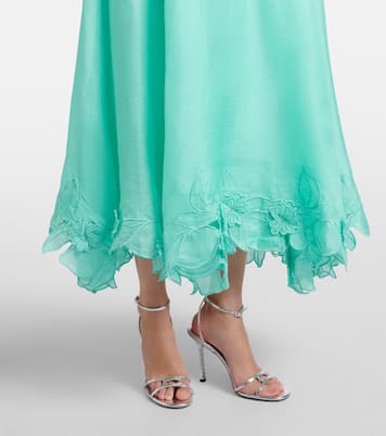 Elsie tie-neck linen and silk maxi dress | Leo Lin
