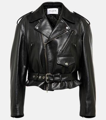 Cropped-Bikerjacke aus Leder | Alaïa