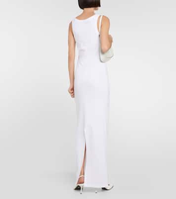 Robe longue en coton à logo | Prada