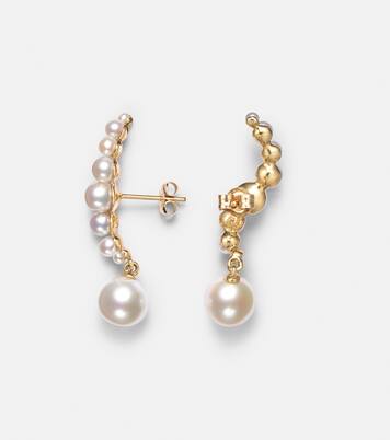 14kt gold drop earrings with pearls | Mateo