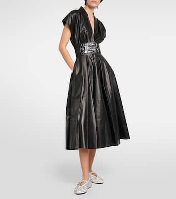 Crystal-embellished leather ballet flats | Alaïa