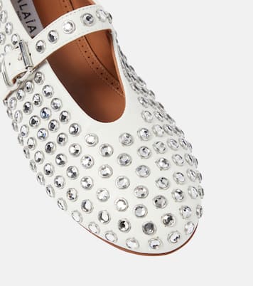Crystal-embellished leather ballet flats | Alaïa