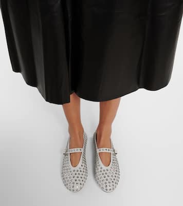 Crystal-embellished leather ballet flats | Alaïa