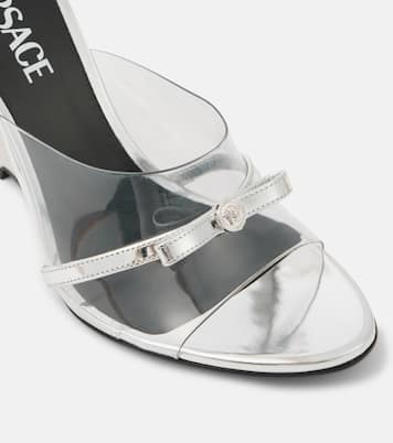 Gianni Ribbon 95 PVC wedge mules | Versace