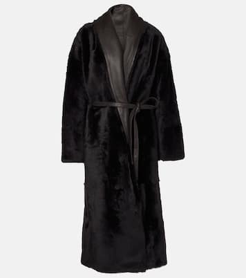 Leather-trimmed shearling coat | Yves Salomon