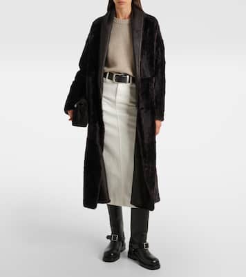 Leather-trimmed shearling coat | Yves Salomon