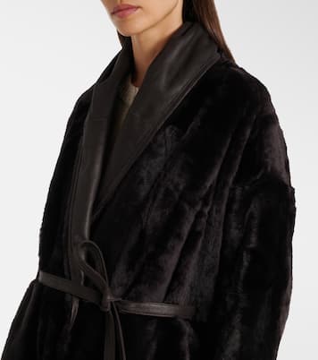 Leather-trimmed shearling coat | Yves Salomon