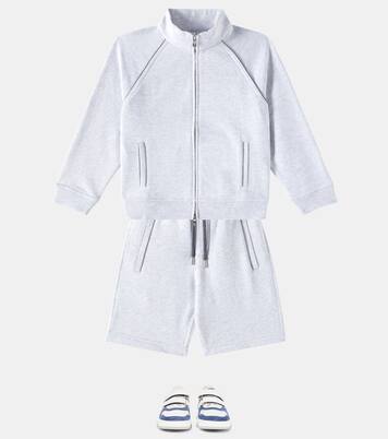 Suede-trimmed leather sneakers | Brunello Cucinelli Kids