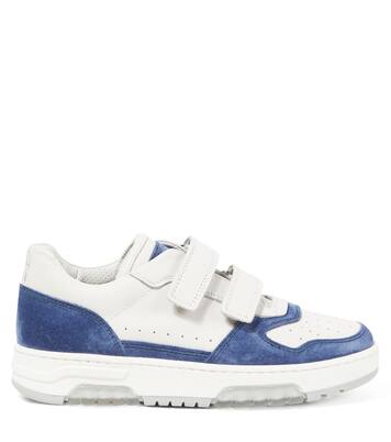 Suede-trimmed leather sneakers | Brunello Cucinelli Kids