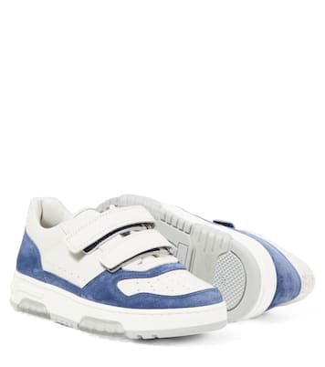 Suede-trimmed leather sneakers | Brunello Cucinelli Kids