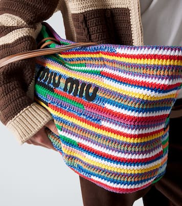Borsa Large in crochet con pelle | Miu Miu