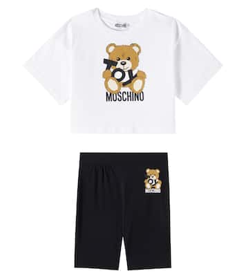 Cotton-blend top and shorts set | Moschino Kids