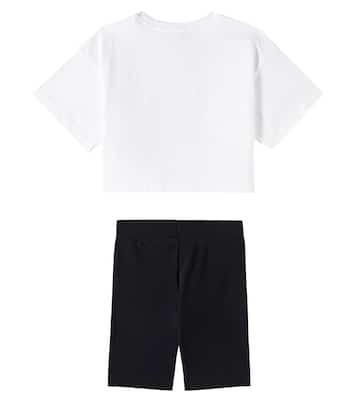 Cotton-blend top and shorts set | Moschino Kids