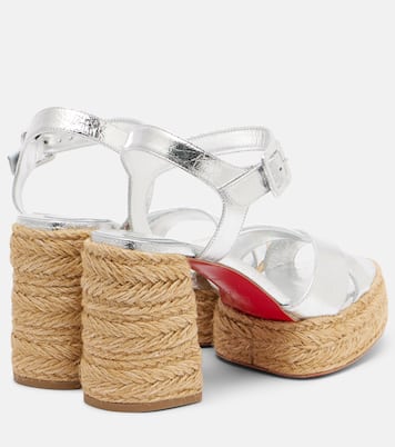 Calakala 85 metallic leather espadrille sandals  | Christian Louboutin