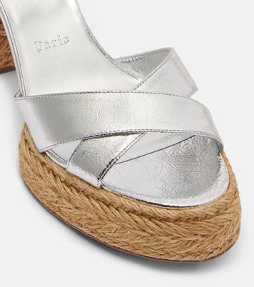 Calakala 85 metallic leather espadrille sandals  | Christian Louboutin