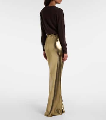 Jupe longue en satin métallisé | Self-Portrait