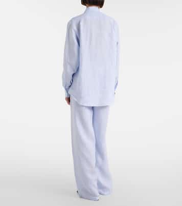 Pantalon ample Valerio à taille haute en lin | Loro Piana