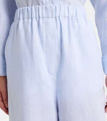 Pantalon ample Valerio à taille haute en lin | Loro Piana