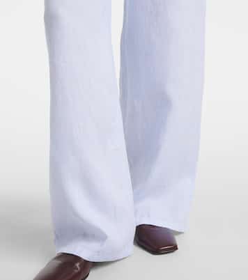 Pantalon ample Valerio à taille haute en lin | Loro Piana