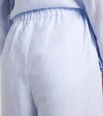 Pantalon ample Valerio à taille haute en lin | Loro Piana
