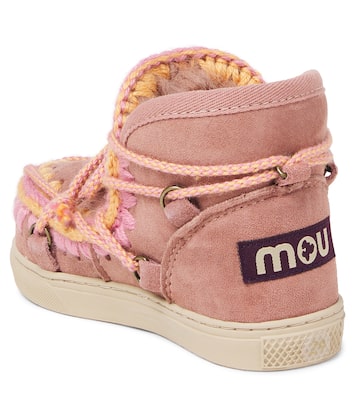 Embroidered shearling-lined suede boots | Mou Kids