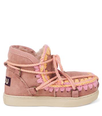 Embroidered shearling-lined suede boots | Mou Kids